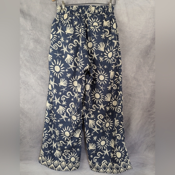 C&C California Size Medium 100% Linen Wide Leg Trouser Pants Ocean Design - Picture 3 of 12